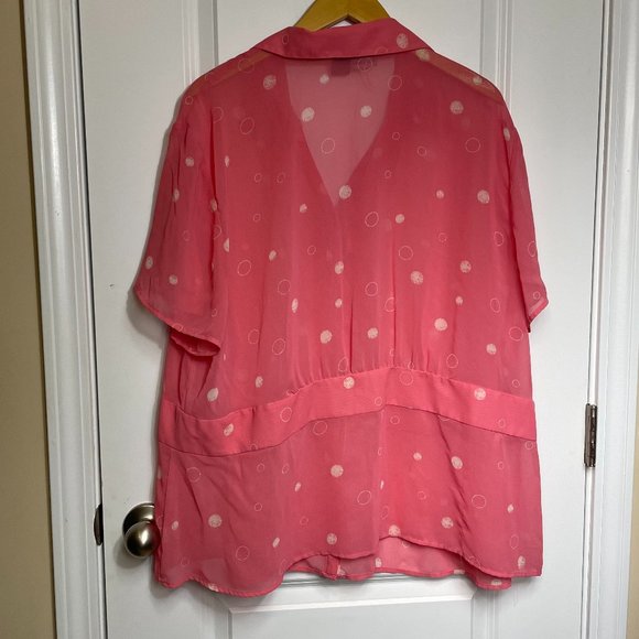 Prima Anna Pink Polka Dot Ruffle Front Blouse - Picture 6 of 6